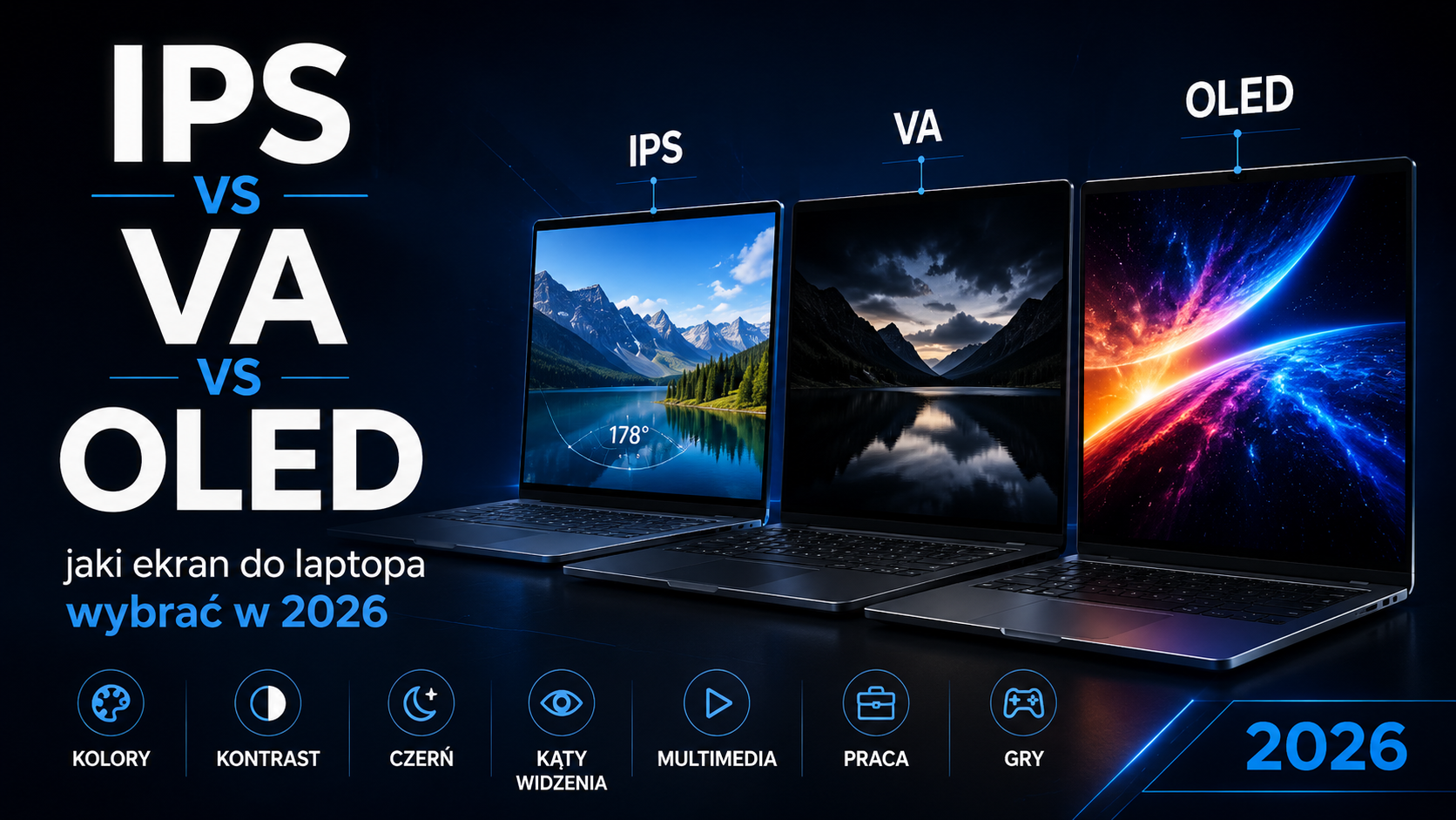 IPS vs VA vs OLED — jaki ekran do laptopa wybrać w 2026